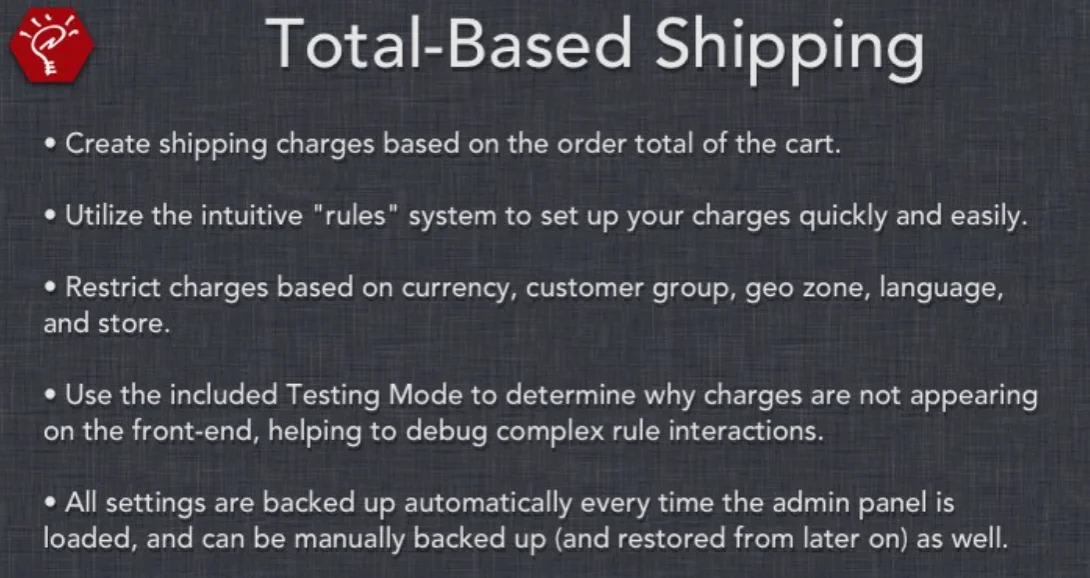 Best OpenCart Extensions (Top List) Best OpenCart Extensions (Top List), Total-Based Shipping