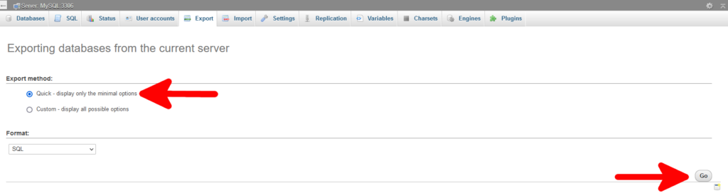 WordPress Site Launch Checklist, 2. Export your database from localhost