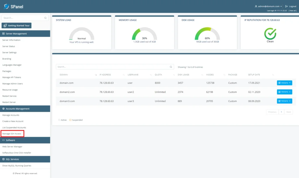 SSH Terminal in SPanel SSH Terminal in SPanel, SPanel’s SSH Terminal
