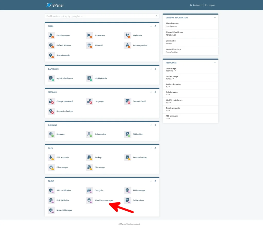 How to Install WordPress on a VPS Hosting Account How to Install WordPress on a VPS Hosting Account, 1. Open SWordPress manager.