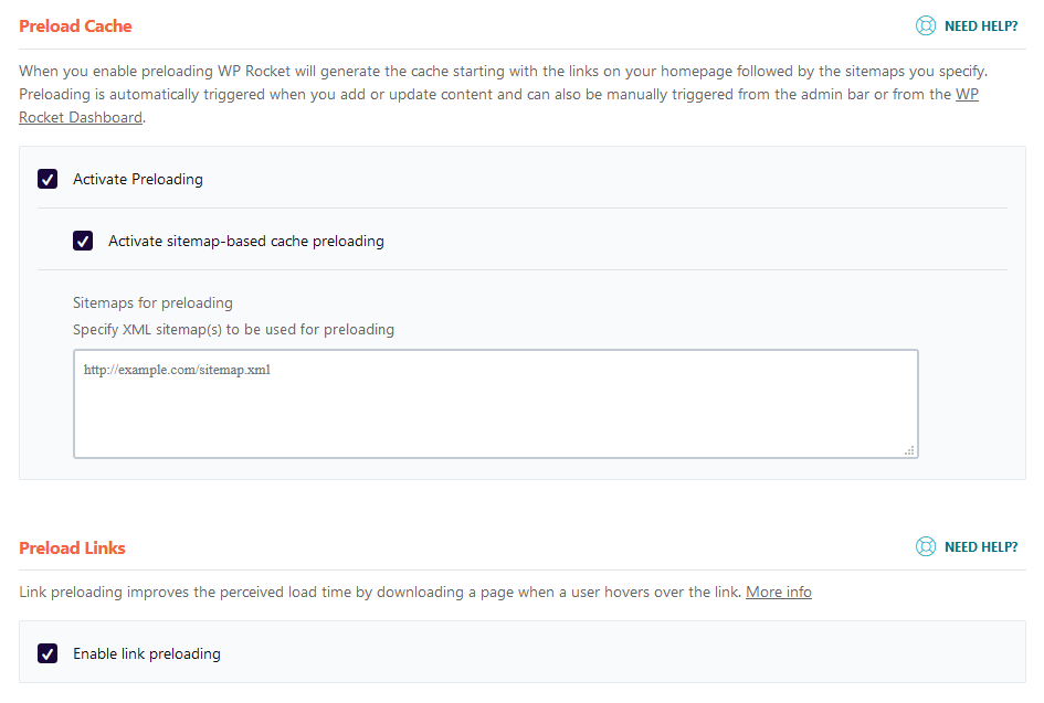 WP Rocket: Boost WordPress Speed (Full Review) WP Rocket: Boost WordPress Speed (Full Review), Preload tab