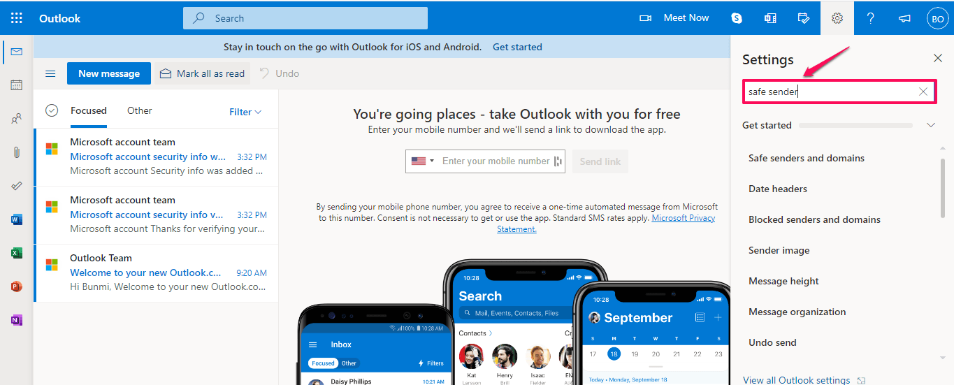 Fix Email Forwarding to Outlook/Hotmail, Add your email address to Safe Senders. 3