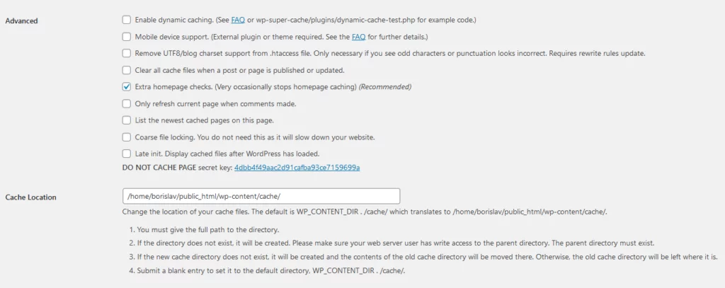 WP Super Cache: Boost WordPress Speed WP Super Cache: Boost WordPress Speed, Advanced settings 3