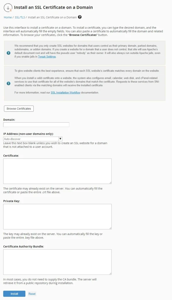 What is WHM (Web Host Manager)?, SSL certificate management 3