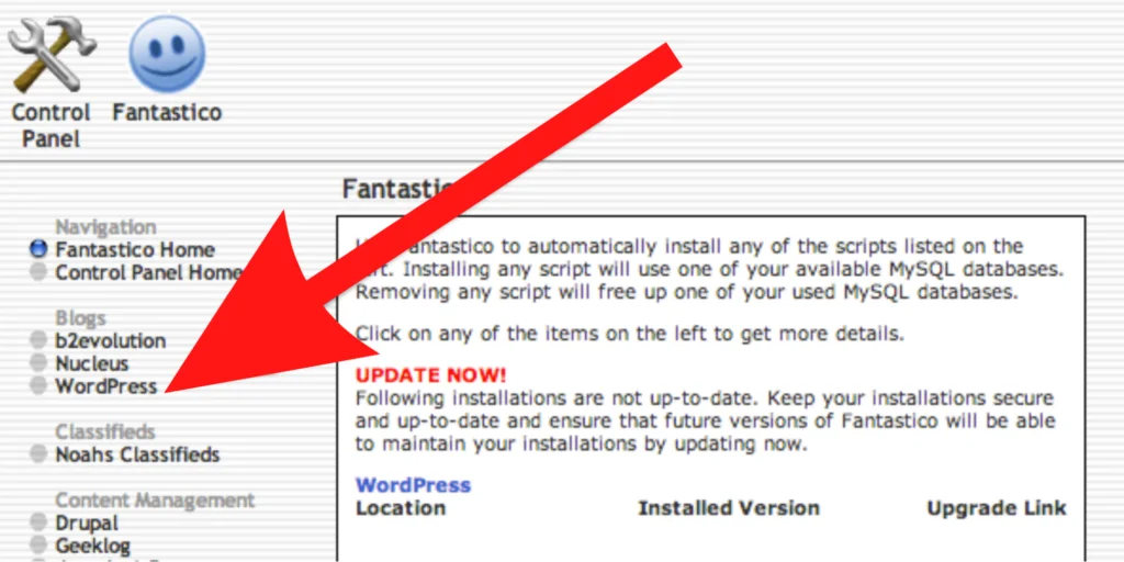 Install WordPress Auto-Installer Guide, Fantastico