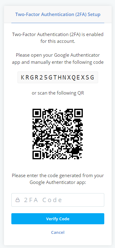 Two-Factor Authentication in SPanel Two-Factor Authentication in SPanel, Using 2FA in SPanel 2