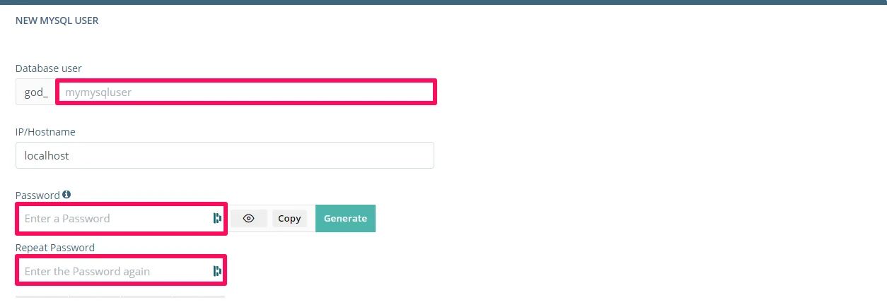 How to Create or Delete a MySQL Database or User, How To Create A MySQL Database User 3