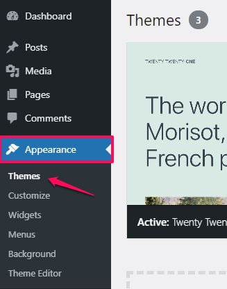 Install WordPress Theme from Dashboard, Installing a New Theme from WordPress Theme Directory