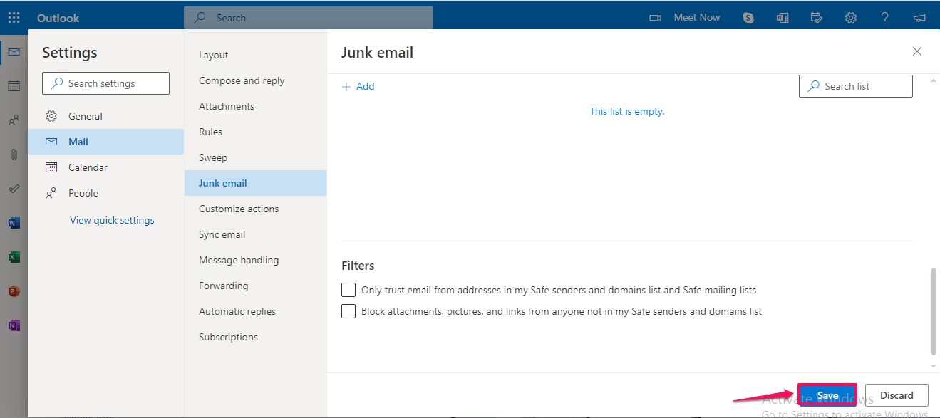 Fix Email Forwarding to Outlook/Hotmail, Add your email address to Safe Senders. 9