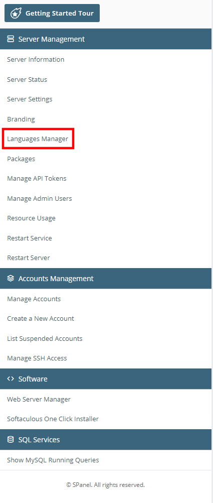 Multi-Language Support in SPanel Multi-Language Support in SPanel, Enabling Languages in SPanel’s Language Manager