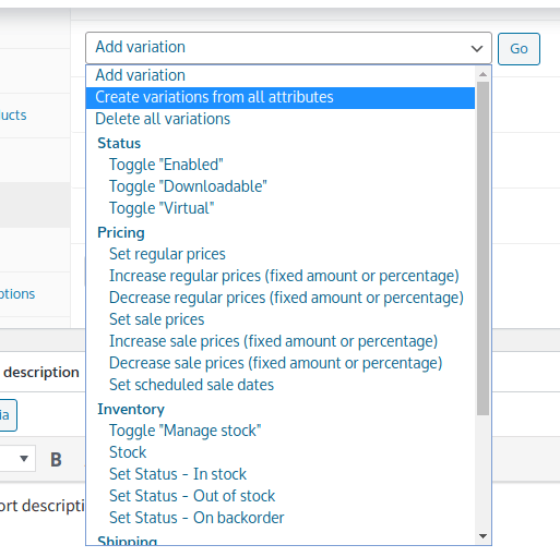 Adding Products to WooCommerce Adding Products to WooCommerce, Variations Tab 3