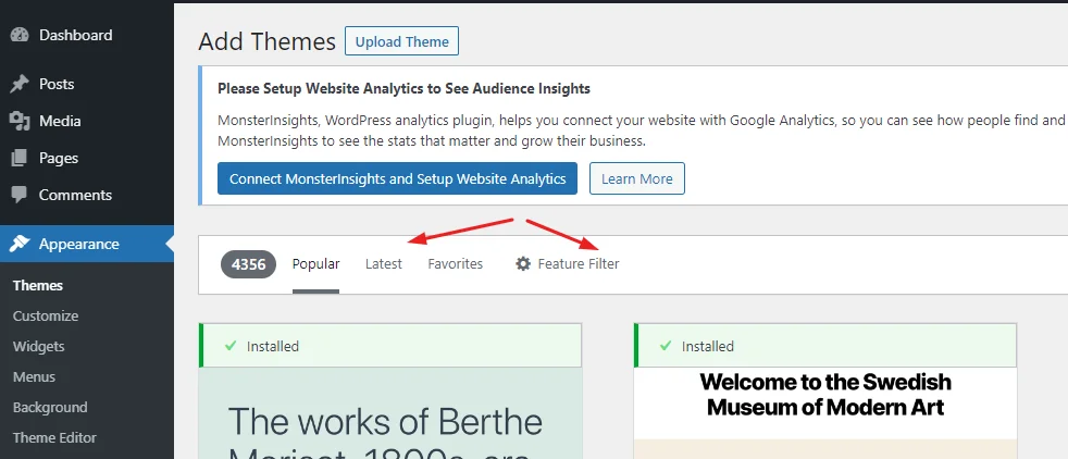 How to Find Out the WordPress Theme of a Website? How to Find Out the WordPress Theme of a Website?, Installing a WordPress Theme via the Dashboard 3