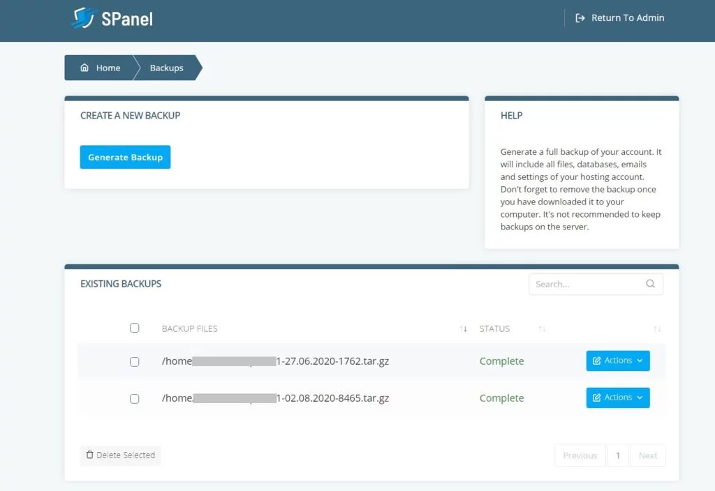 The Importance of Data Backups The Importance of Data Backups, Data Backup via SPanel
