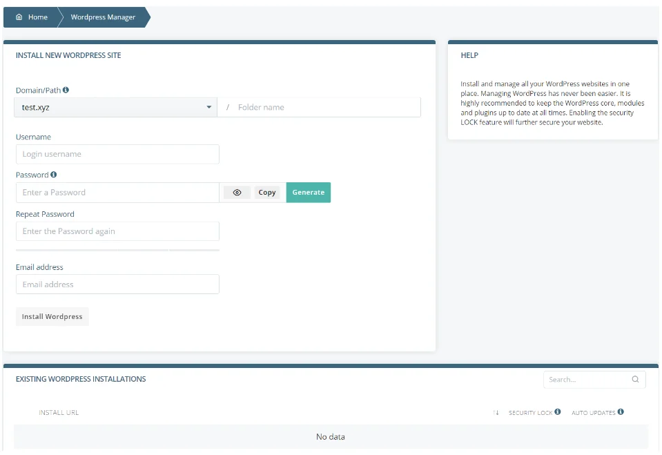 Getting Started with Managed VPS Hosting, SWordPress Manager