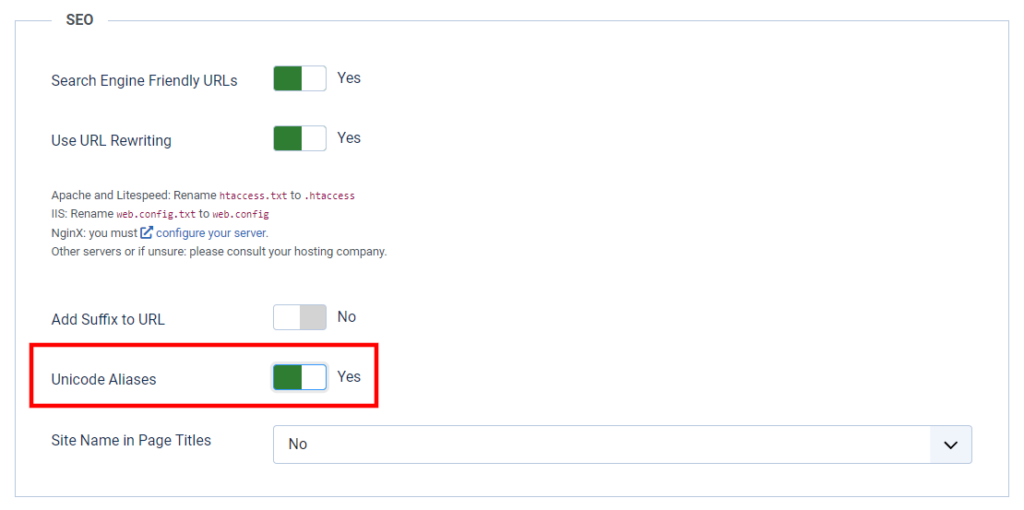 Joomla SEF URLs: Complete Setup Guide Joomla SEF URLs: Complete Setup Guide, Unicode Aliases 2