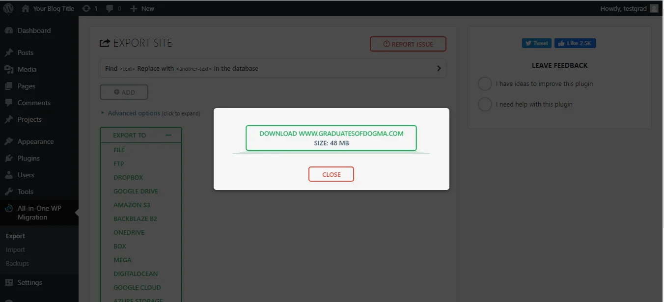 Move My WordPress Site Automatically, Move your WordPress Site with All-In-One WP Migration: 7