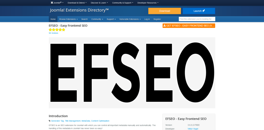 What Are the Best Joomla Extensions or Plugins for SEO? What Are the Best Joomla Extensions or Plugins for SEO?, EFSEO