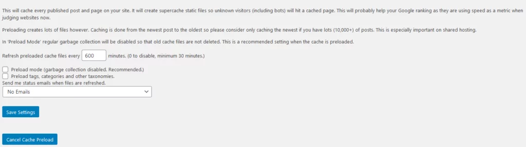 WP Super Cache: Boost WordPress Speed WP Super Cache: Boost WordPress Speed, Preload Mode