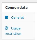 Coupons Coupons, Usage Restriction Tab