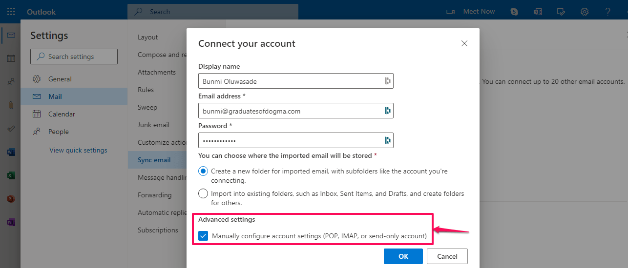 Fix Email Forwarding to Outlook/Hotmail, Configure Outlook.com to access another email 13